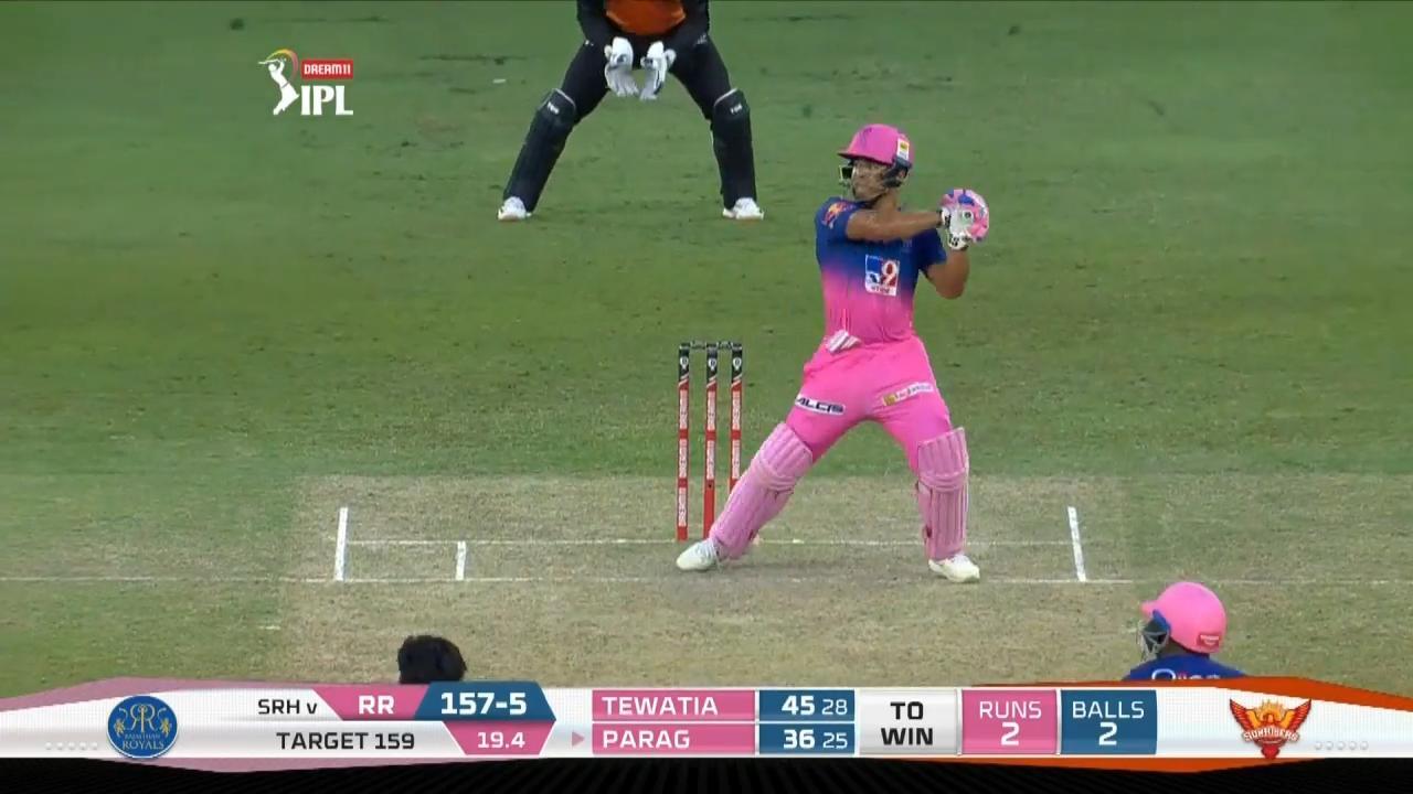 M26: SRH vs RR – Riyan Parag Six background
