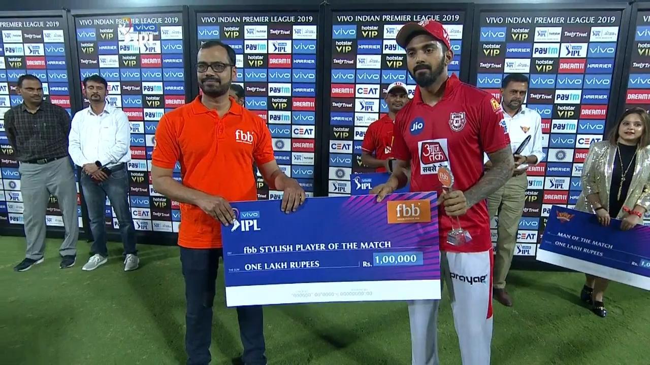 M48: SRH vs KXIP – fbb Stylish Player of the Match – KL Rahul backdrop