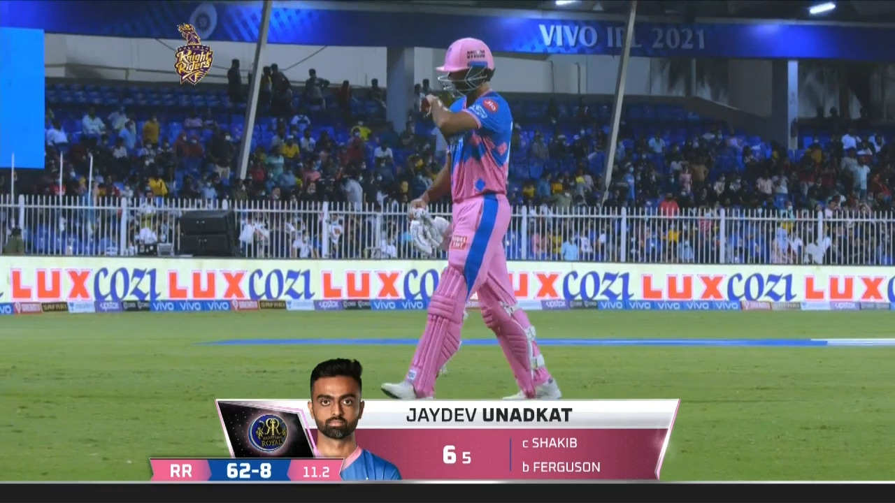 M54: KKR vs RR – Jaydev Unadkat Wicket