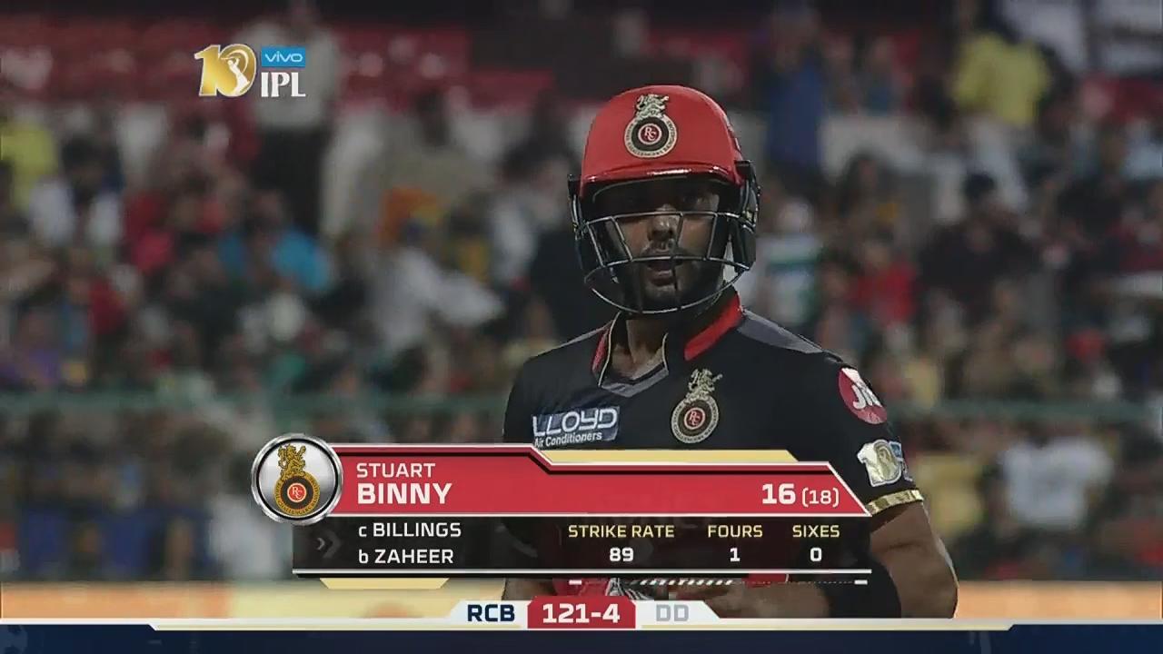 M5: RCB vs DD – Stuart Binny Wicket