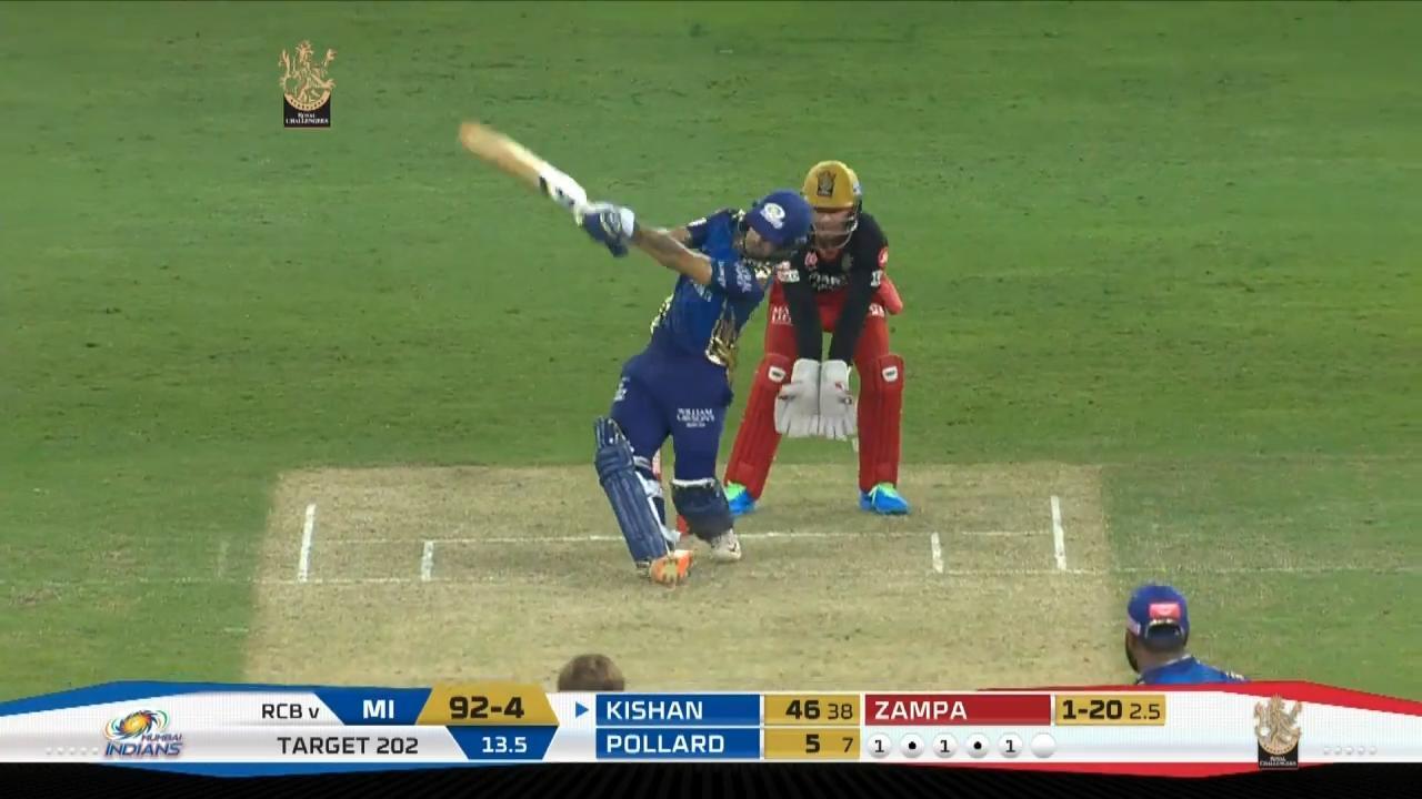 M10: RCB vs MI – Ishan Kishan Six background