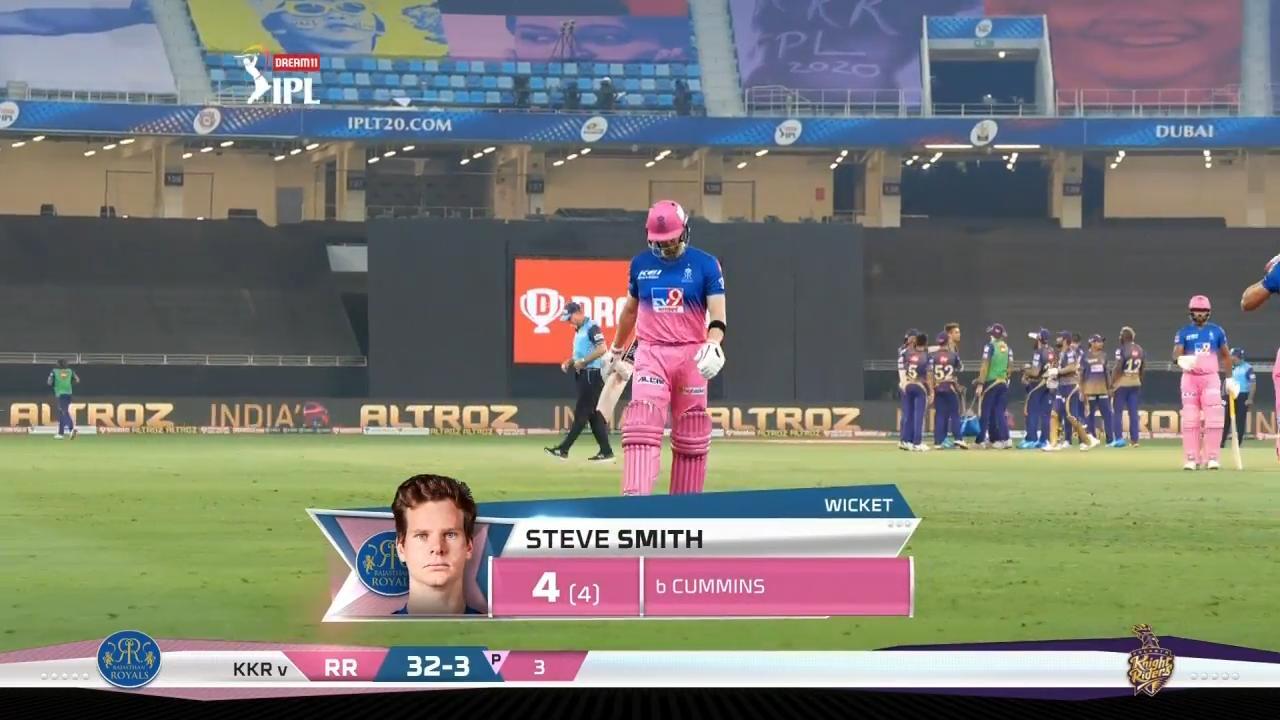 M54: KKR vs RR – Steve Smith Wicket
