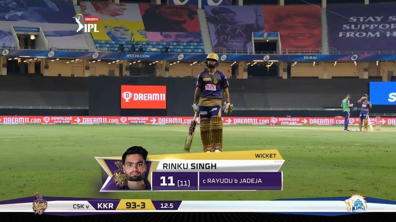 M49: CSK vs KKR – Rinku Singh Wicket background