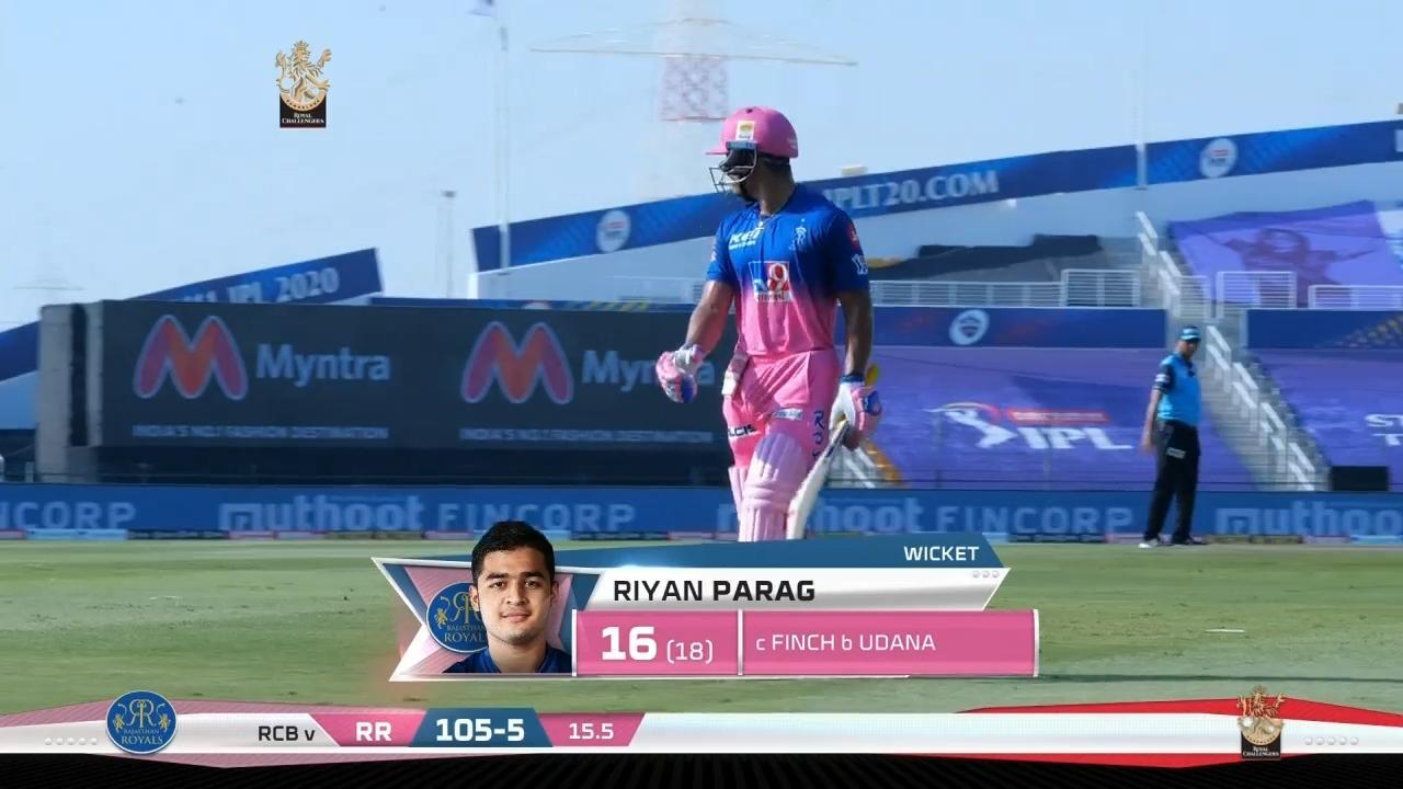 M15: RCB vs RR – Riyan Parag Wicket