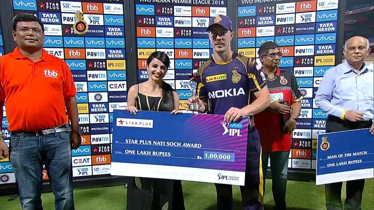 M29: RCB vs KKR – Star Plus nayi soch award – Chris Lynn