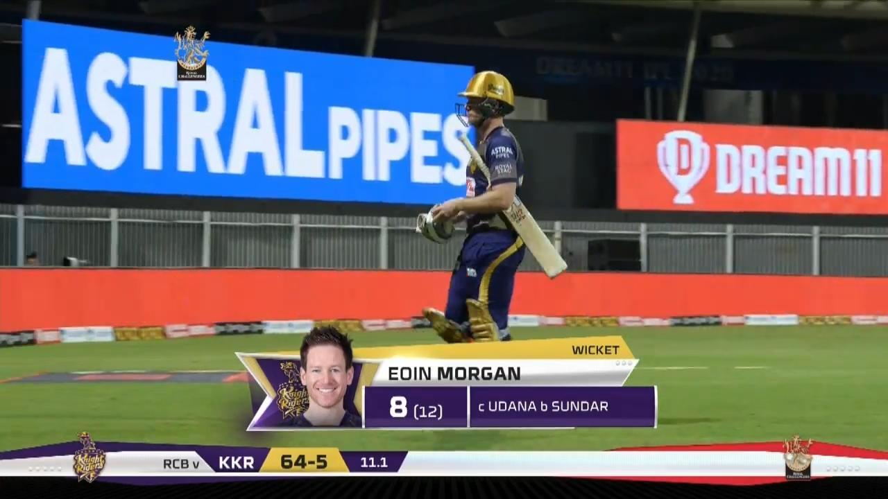 M28: RCB vs KKR – Eoin Morgan Wicket