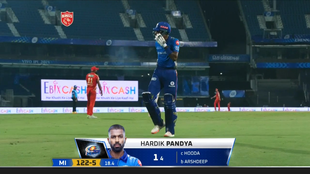 M17: PBKS vs MI – Hardik Pandya Wicket