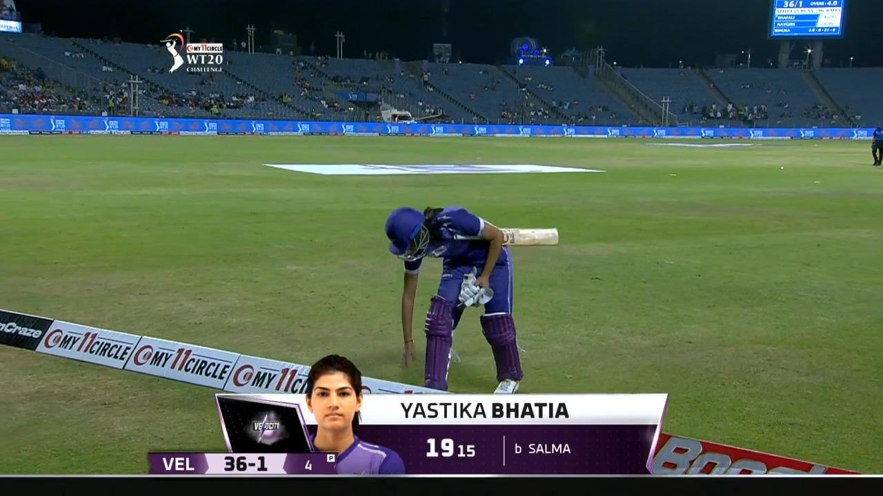 M03: Velocity vs Trailblazers – Yastika Bhatia Wicket background