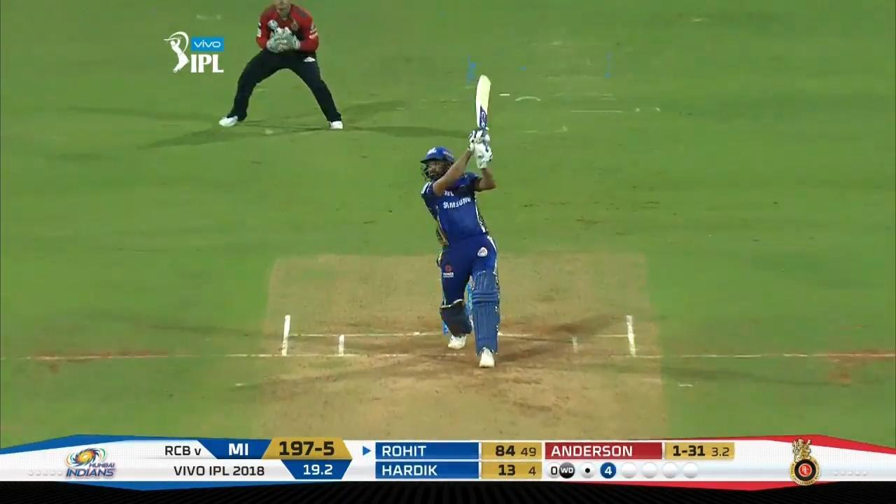 M14: MI vs RCB – Rohit Sharma Six