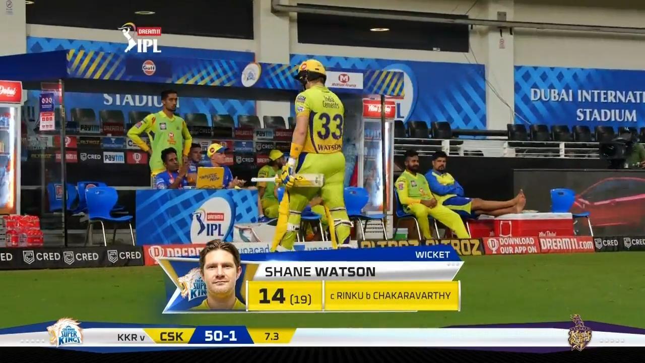 M49: CSK vs KKR – Shane Watson Wicket