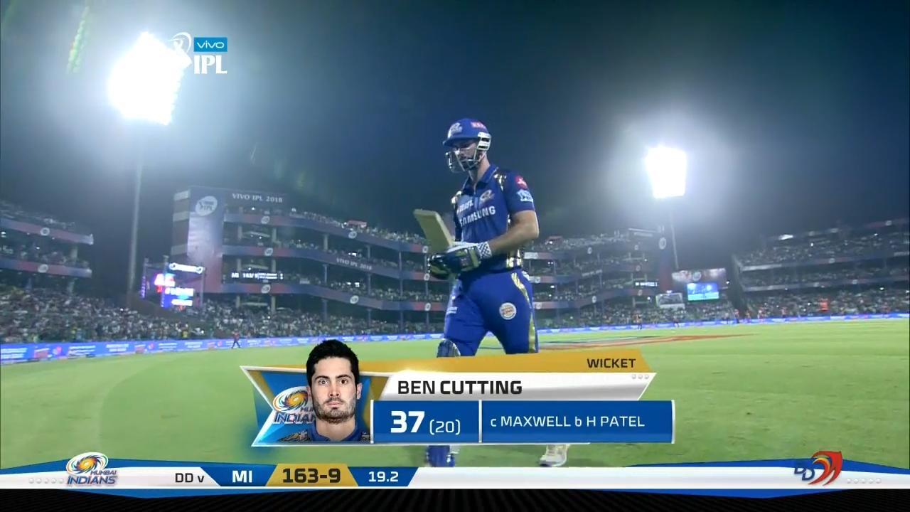 M55: DD vs MI – Ben Cutting Wicket