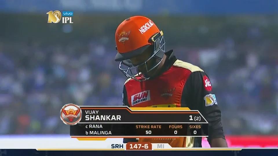 M10: MI vs SRH – Vijay Shankar Wicket