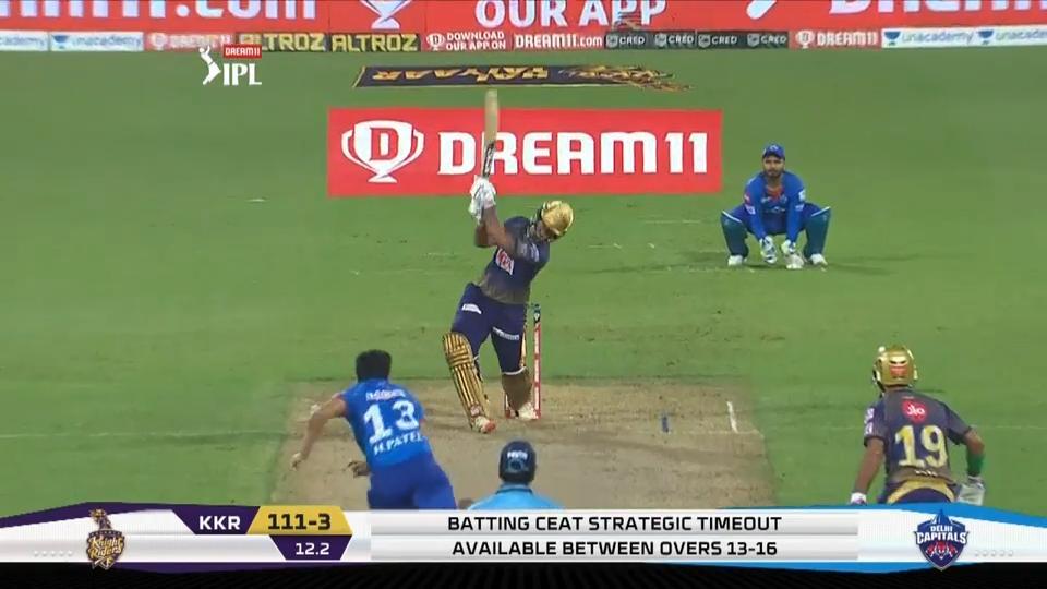 M16: DC vs KKR – Nitish Rana Six background