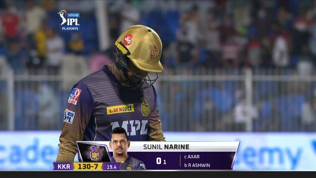 Q2: KKR vs DC – Sunil Narine Wicket background