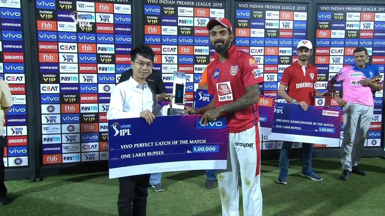M04: RR vs KXIP – VIVO Perfect Catch of the Match – KL Rahul