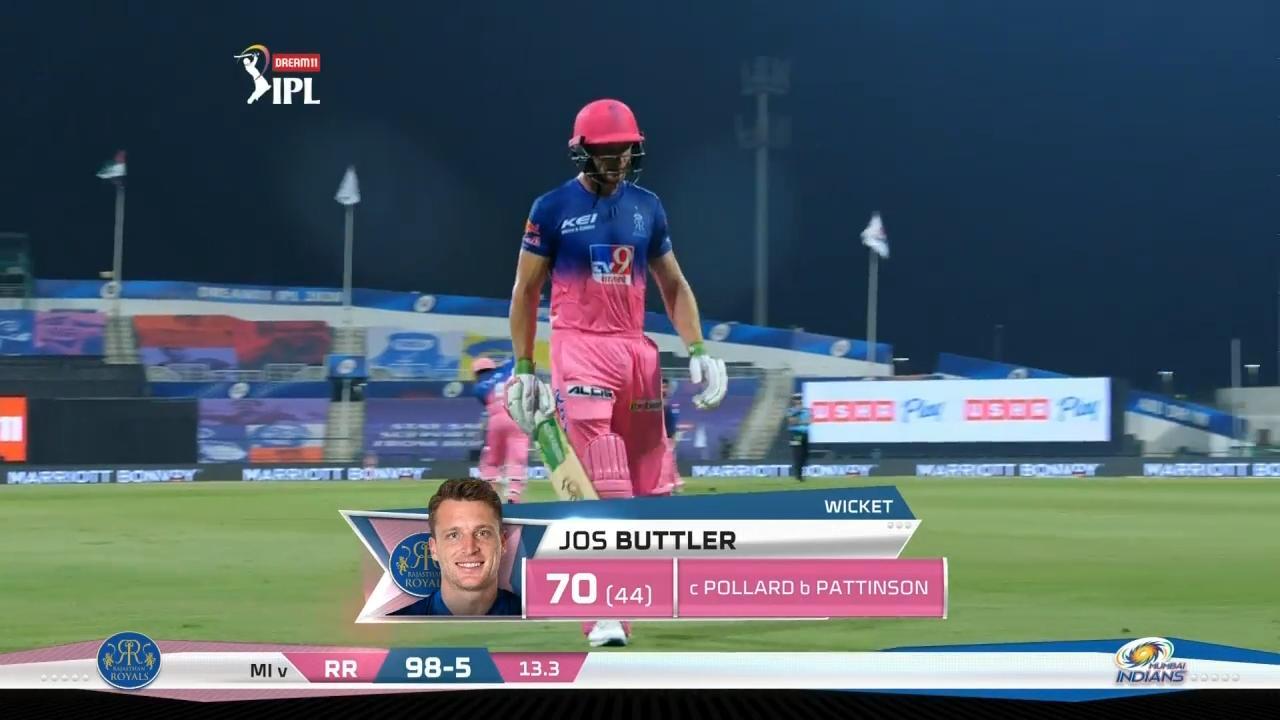 M20: MI vs RR – Jos Buttler Wicket