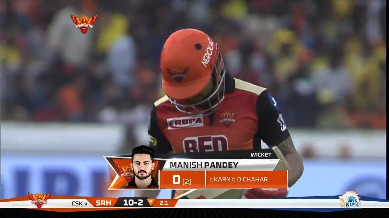 M20: SRH vs CSK – Manish Pandey Wicket