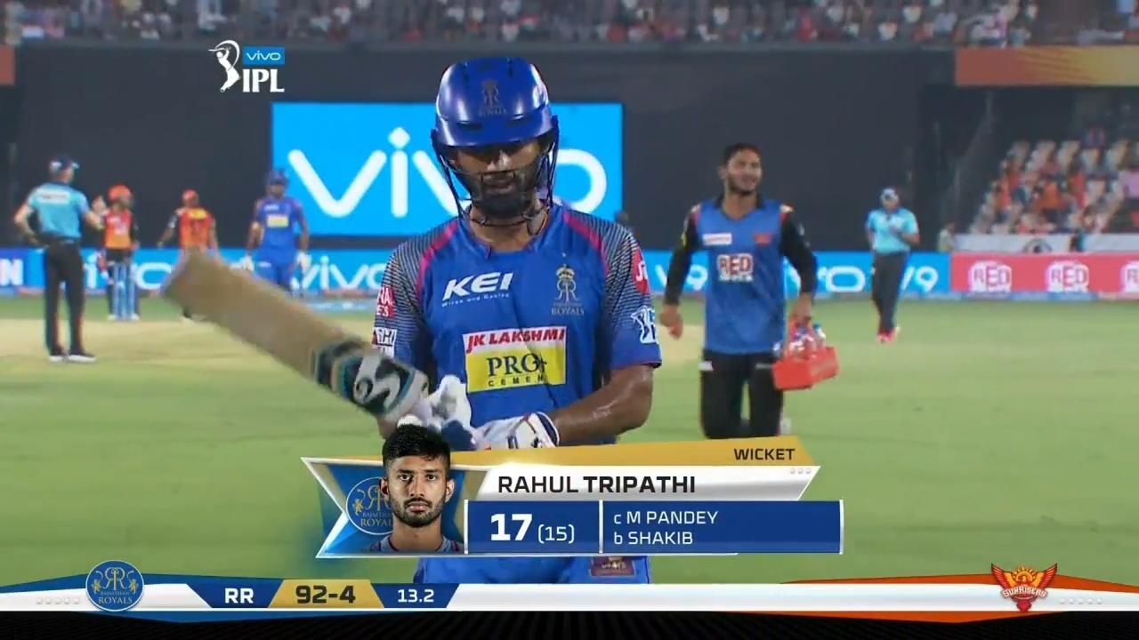 M04: SRH vs RR – Rahul Tripathi Wicket background