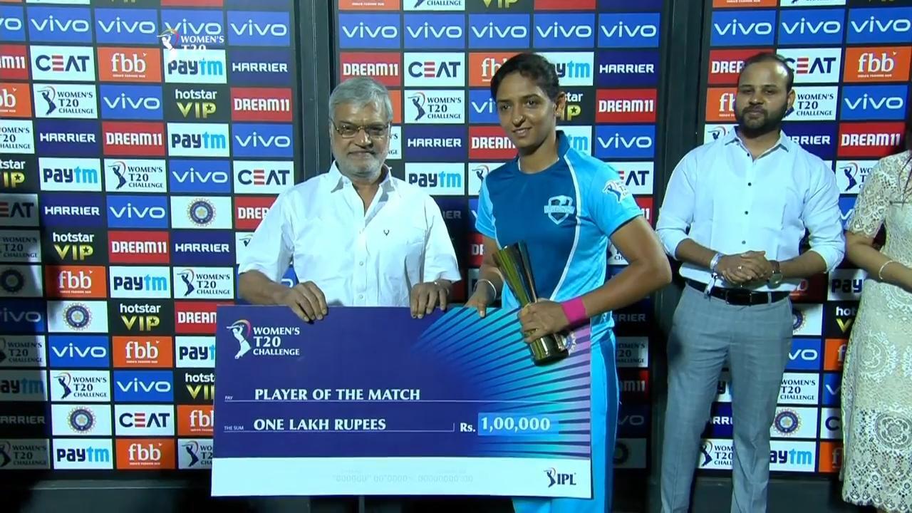 Final: Supernovas vs Velocity – Player of the Match – Harmanpreet Kaur backdrop
