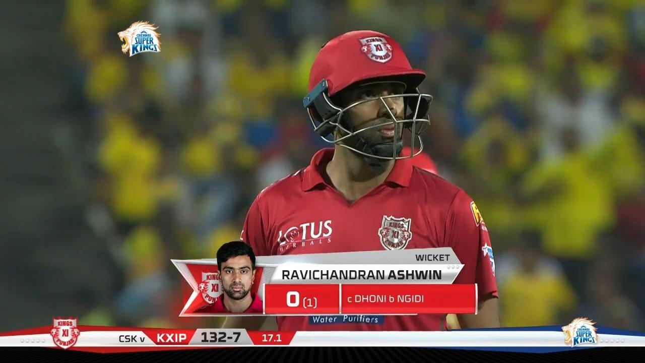 M56: CSK vs KXIP – Ravichandran Ashwin Wicket