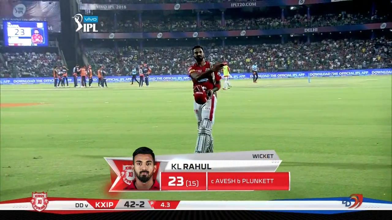 M22: DD vs KXIP – KL Rahul Wicket