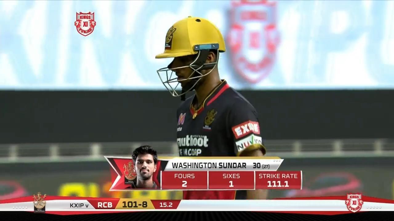 M06: KXIP vs RCB – Washington Sundar Wicket