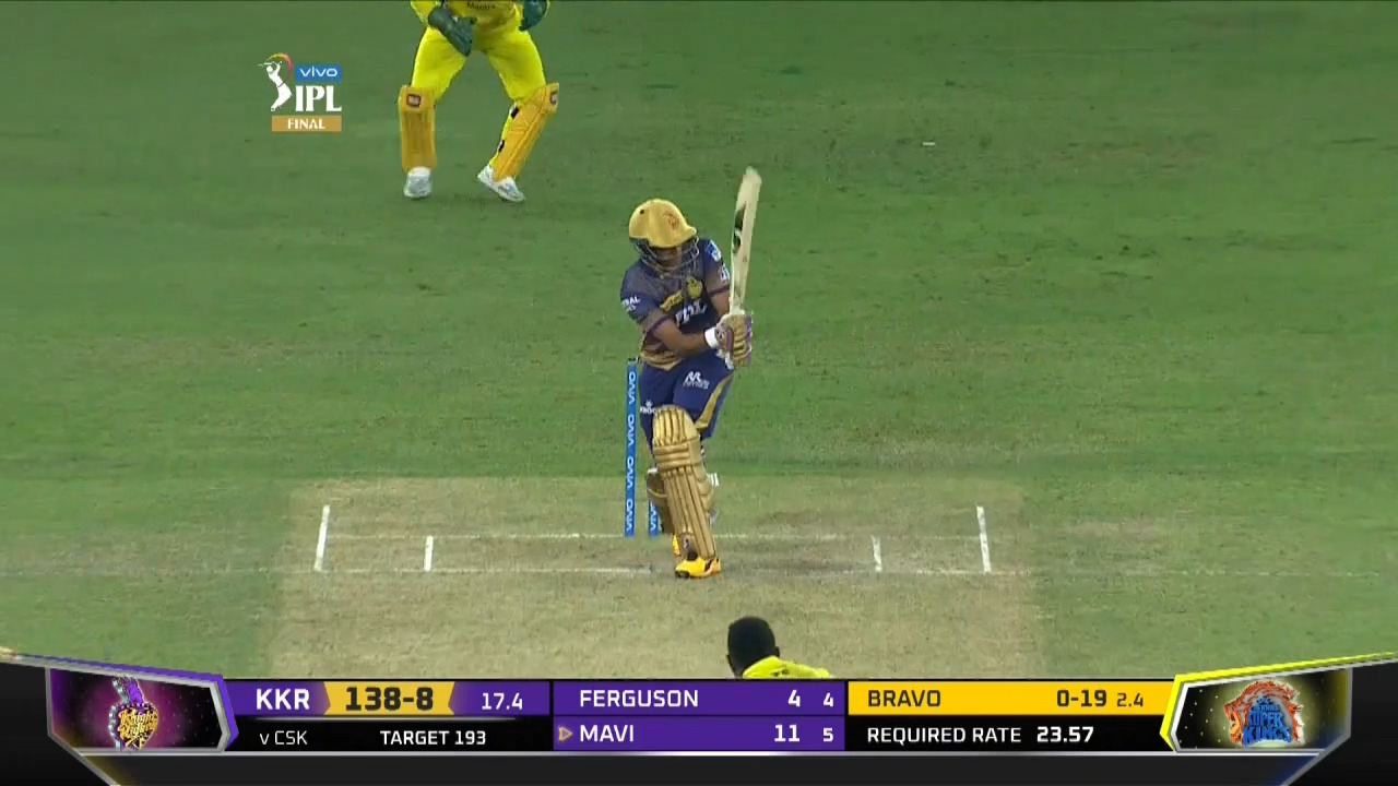 Final: CSK vs KKR – Shivam Mavi Six background
