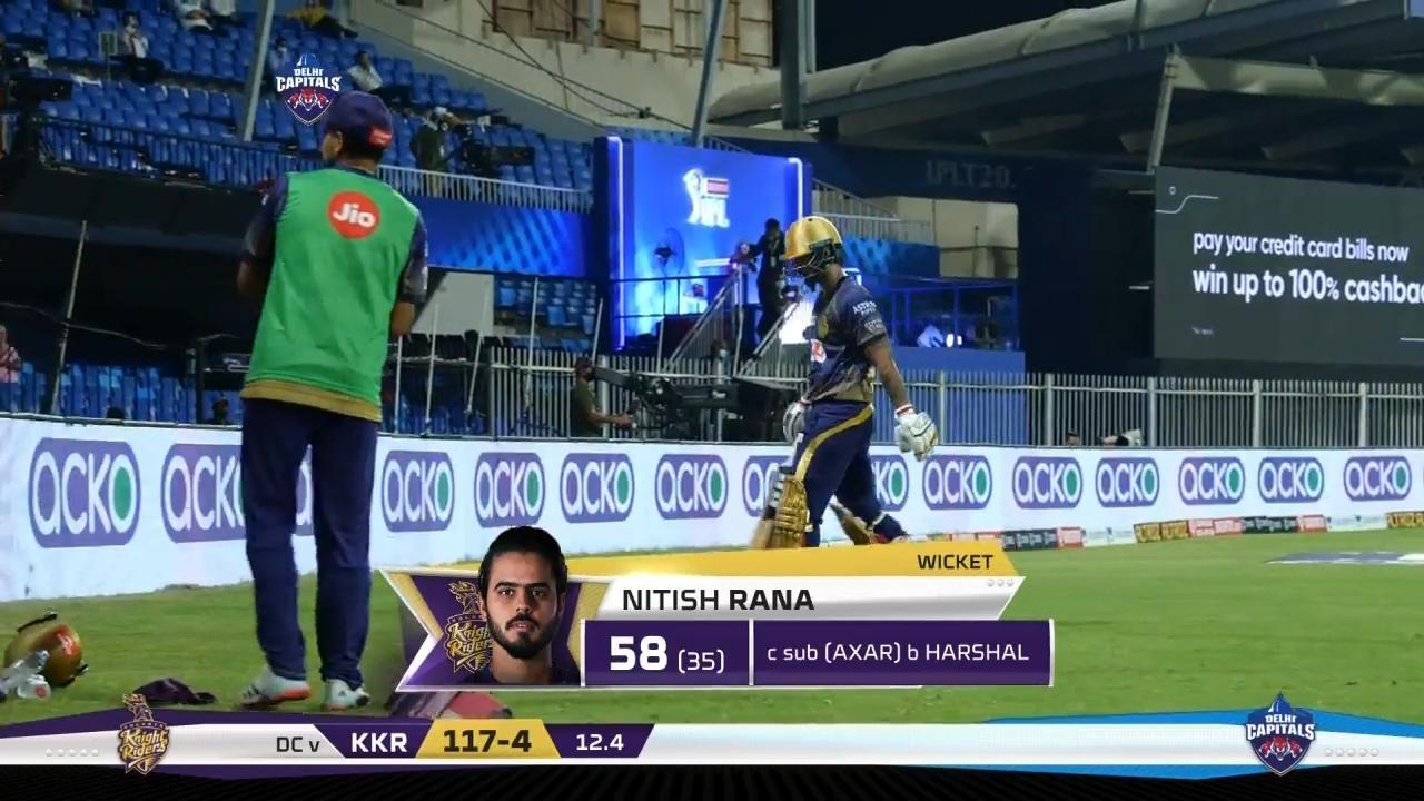 M16: DC vs KKR – Nitish Rana Wicket