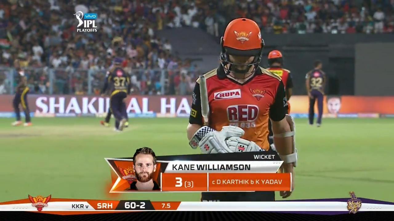 Q2: SRH vs KKR – Kane Williamson Wicket
