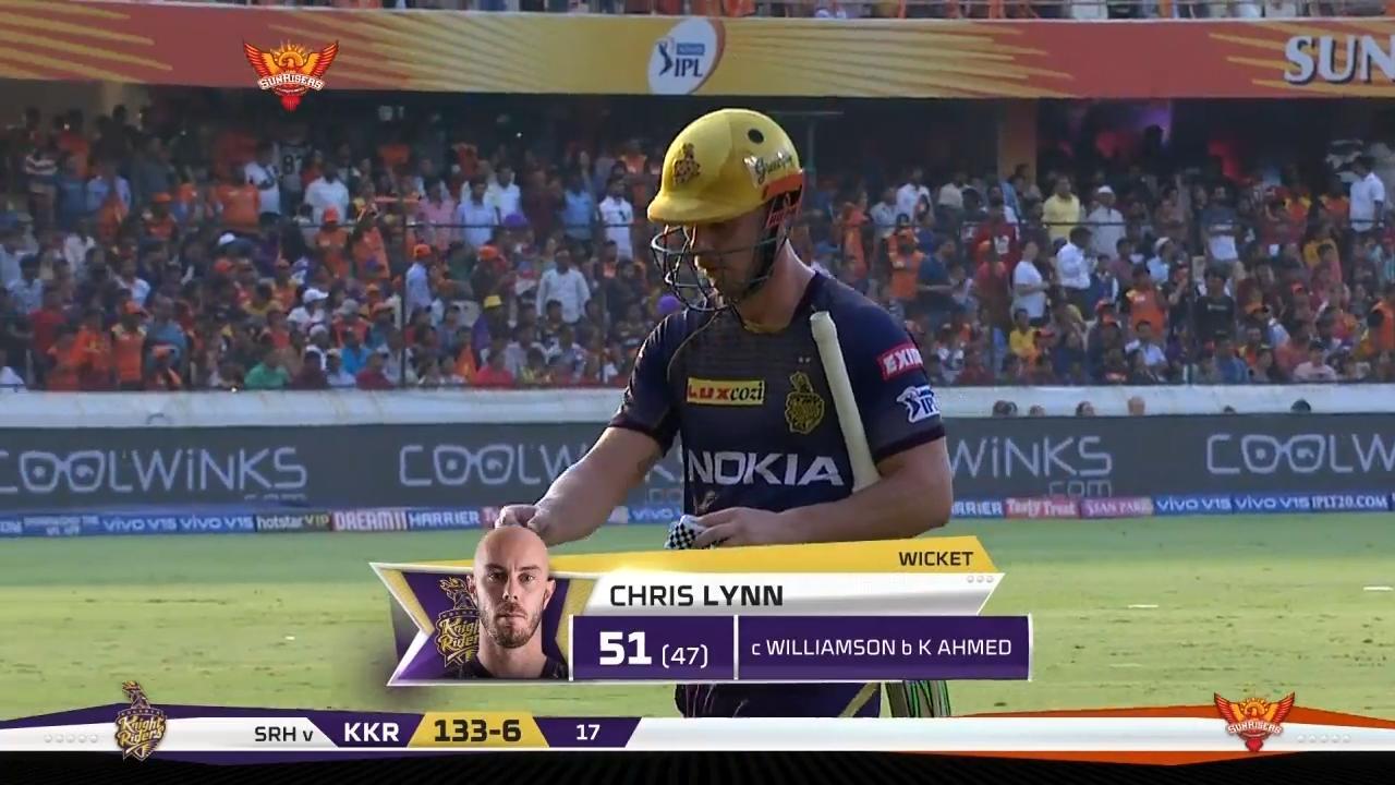M38: SRH vs KKR – Chris Lynn Wicket background