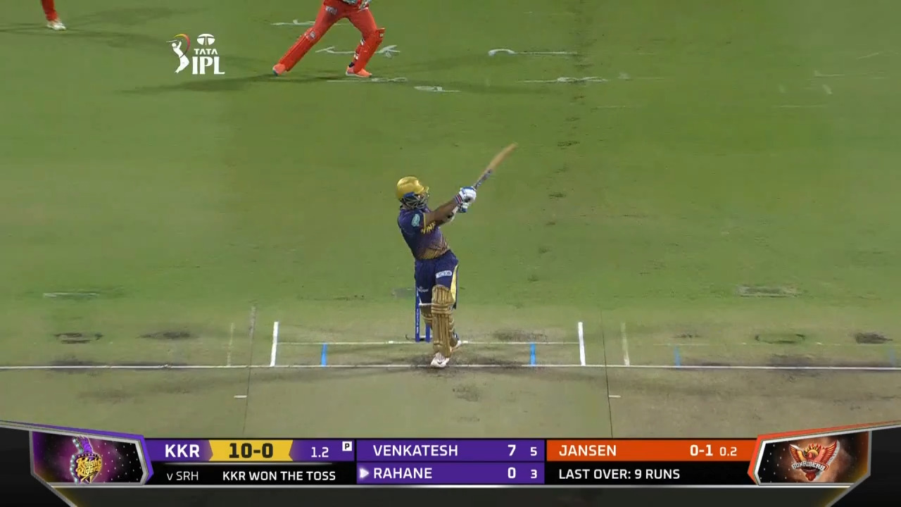 M61: KKR vs SRH – Ajinkya Rahane Six