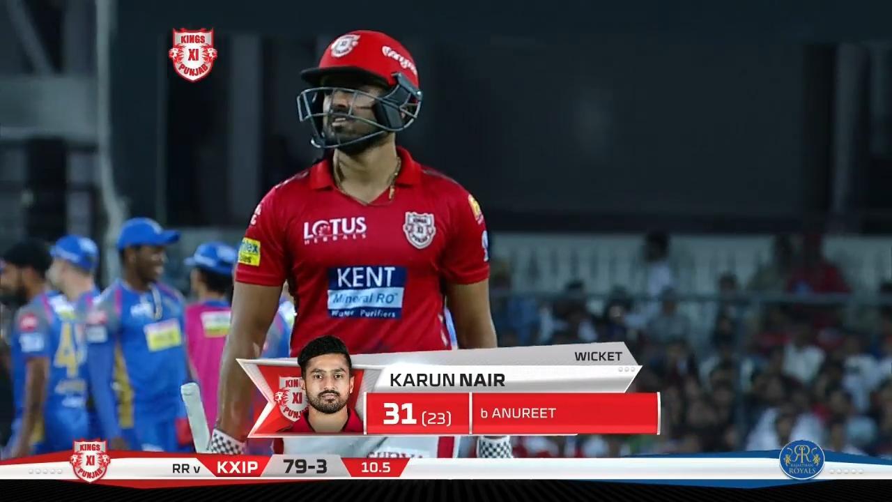 M38: KXIP vs RR – Karun Nair Wicket background