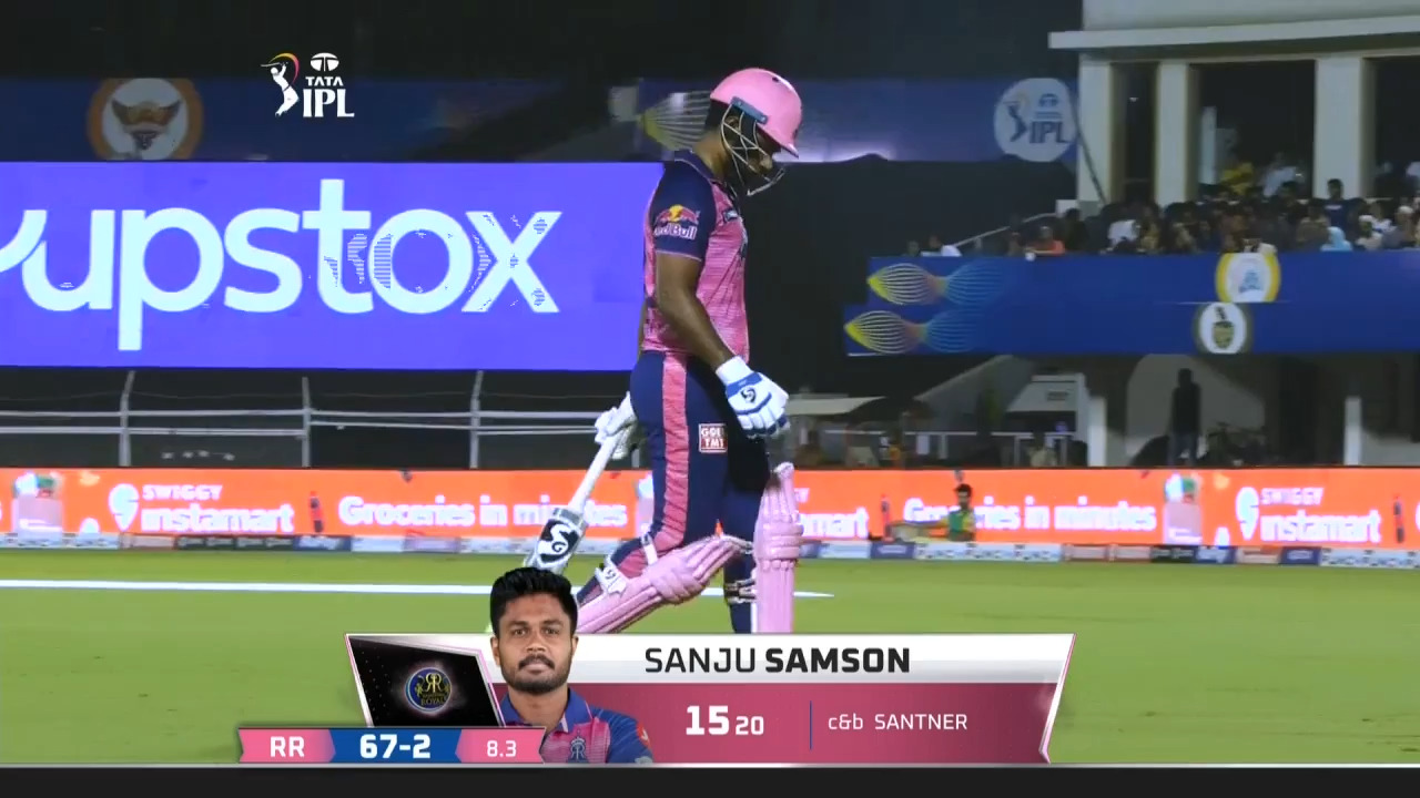 M68: RR vs CSK – Sanju Samson Wicket background