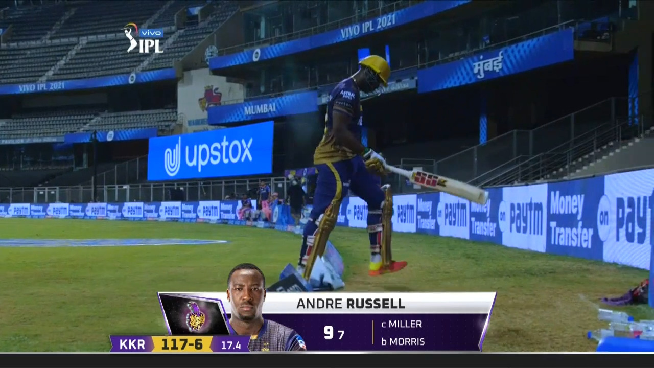 M18: RR vs KKR – Andre Russell Wicket