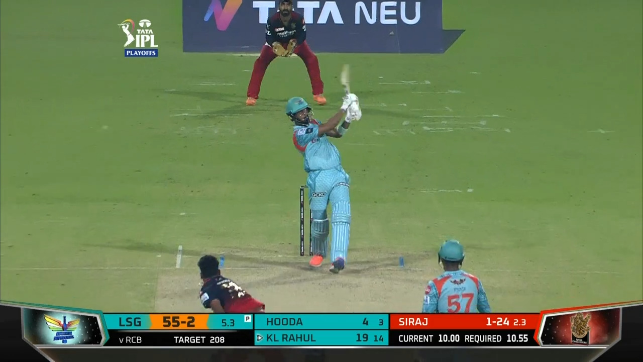 Eliminator: LSG vs RCB – KL Rahul Six