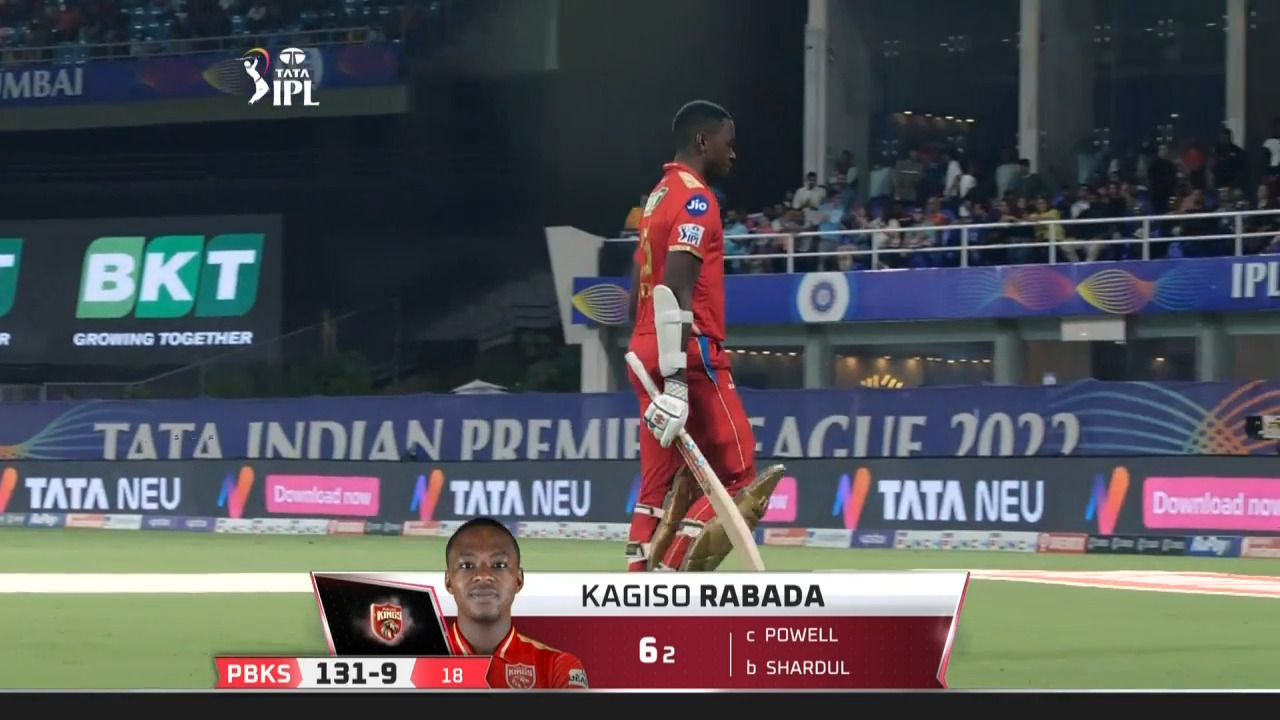M64: PBKS vs DC – Kagiso Rabada Wicket background