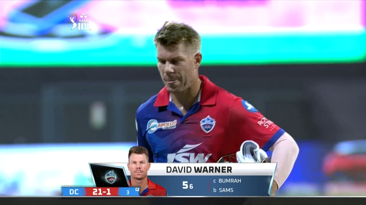 M69: MI vs DC – David Warner Wicket
