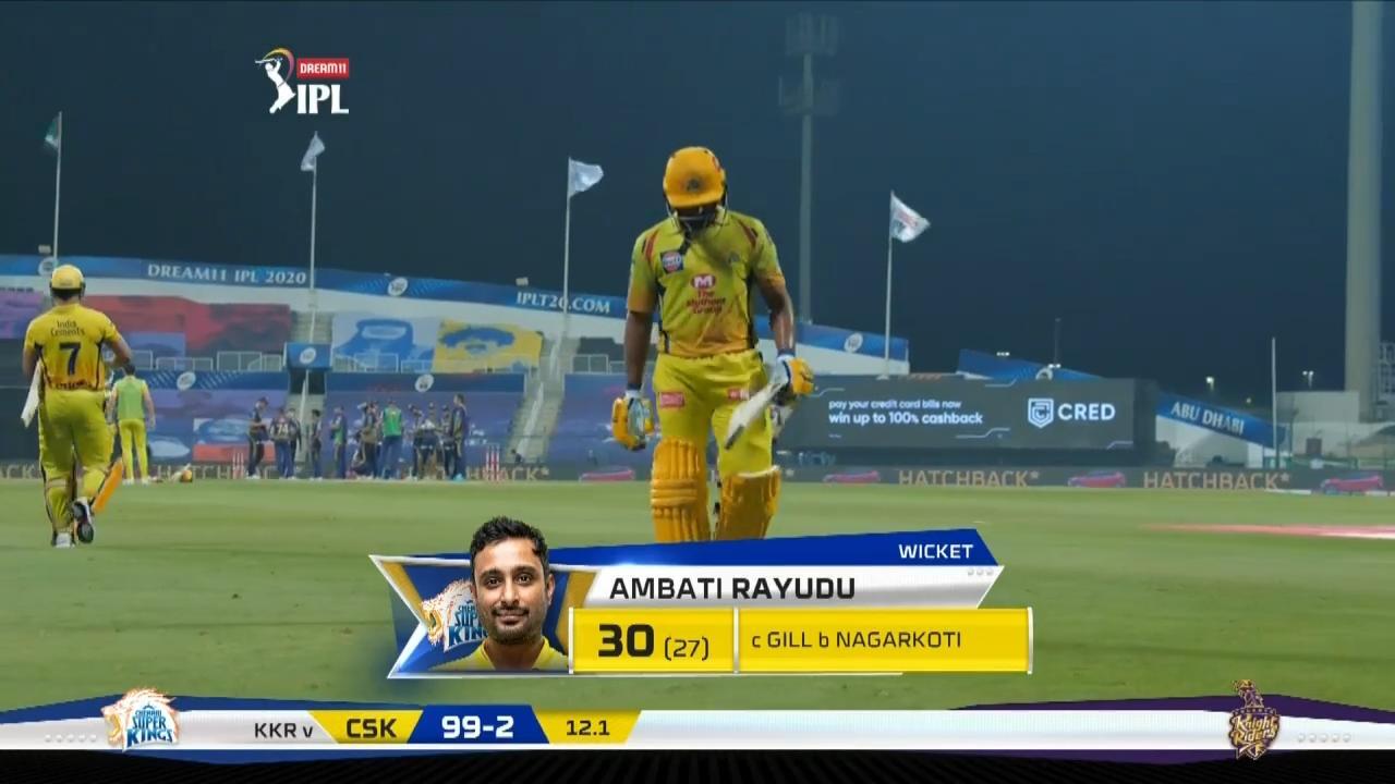 M21: KKR vs CSK – Ambati Rayudu Wicket