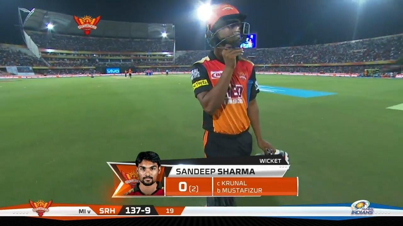 M07: SRH vs MI – Sandeep Sharma Wicket
