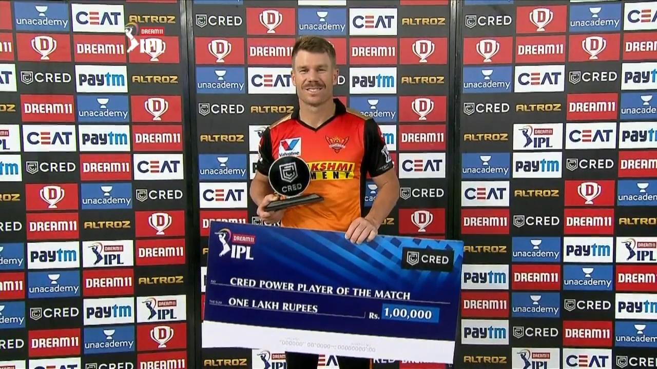 M22: SRH vs KXIP – CRED Power Player of the Match – David Warner