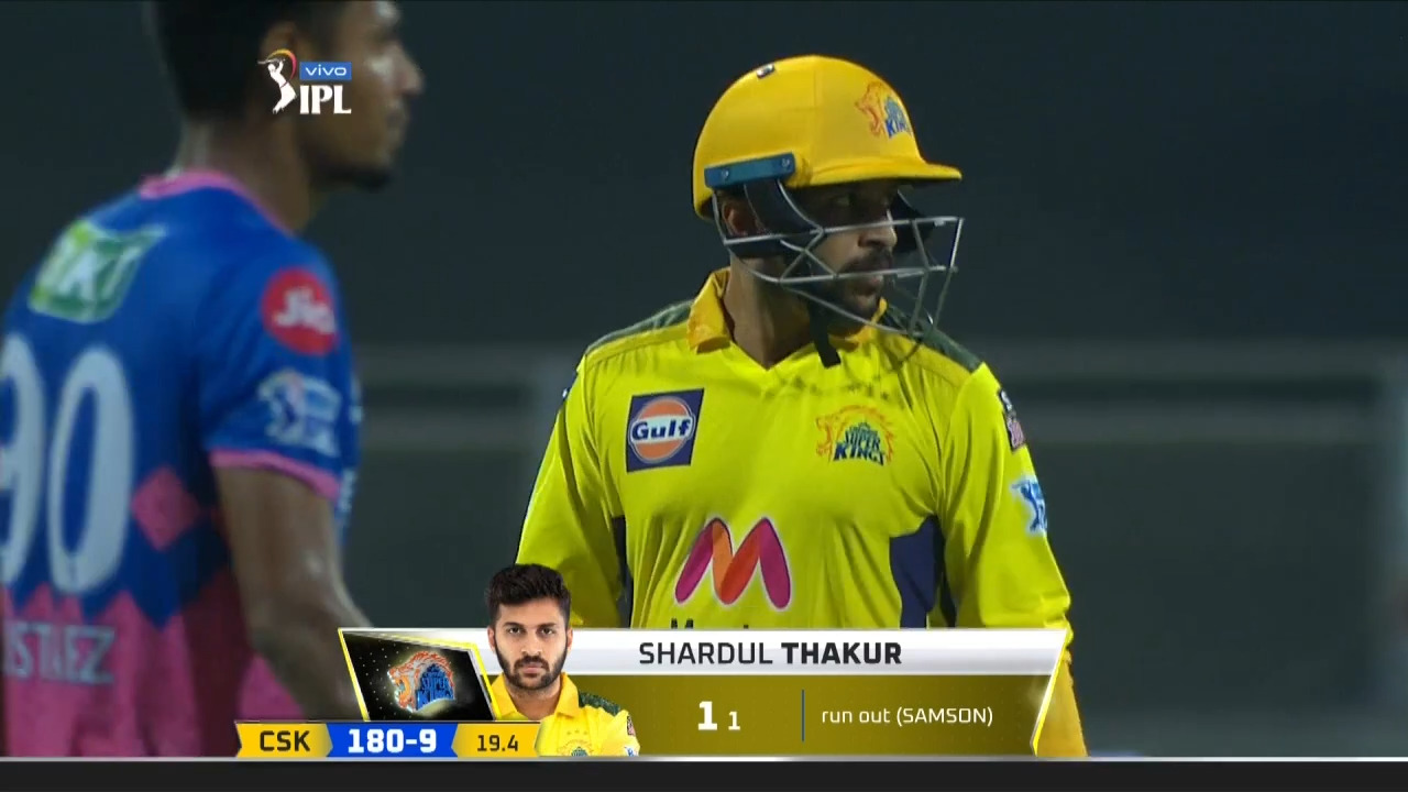 M12: CSK vs RR – Shardul Thakur Wicket
