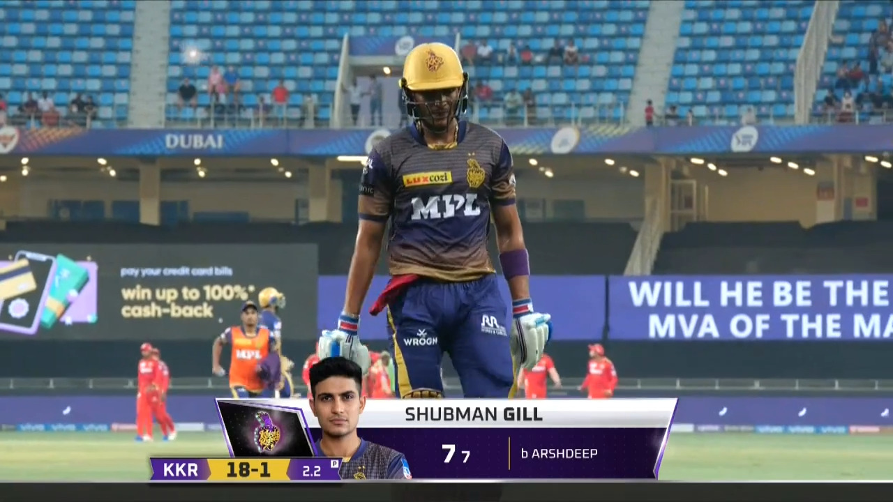 M45: KKR vs PBKS – Shubman Gill Wicket