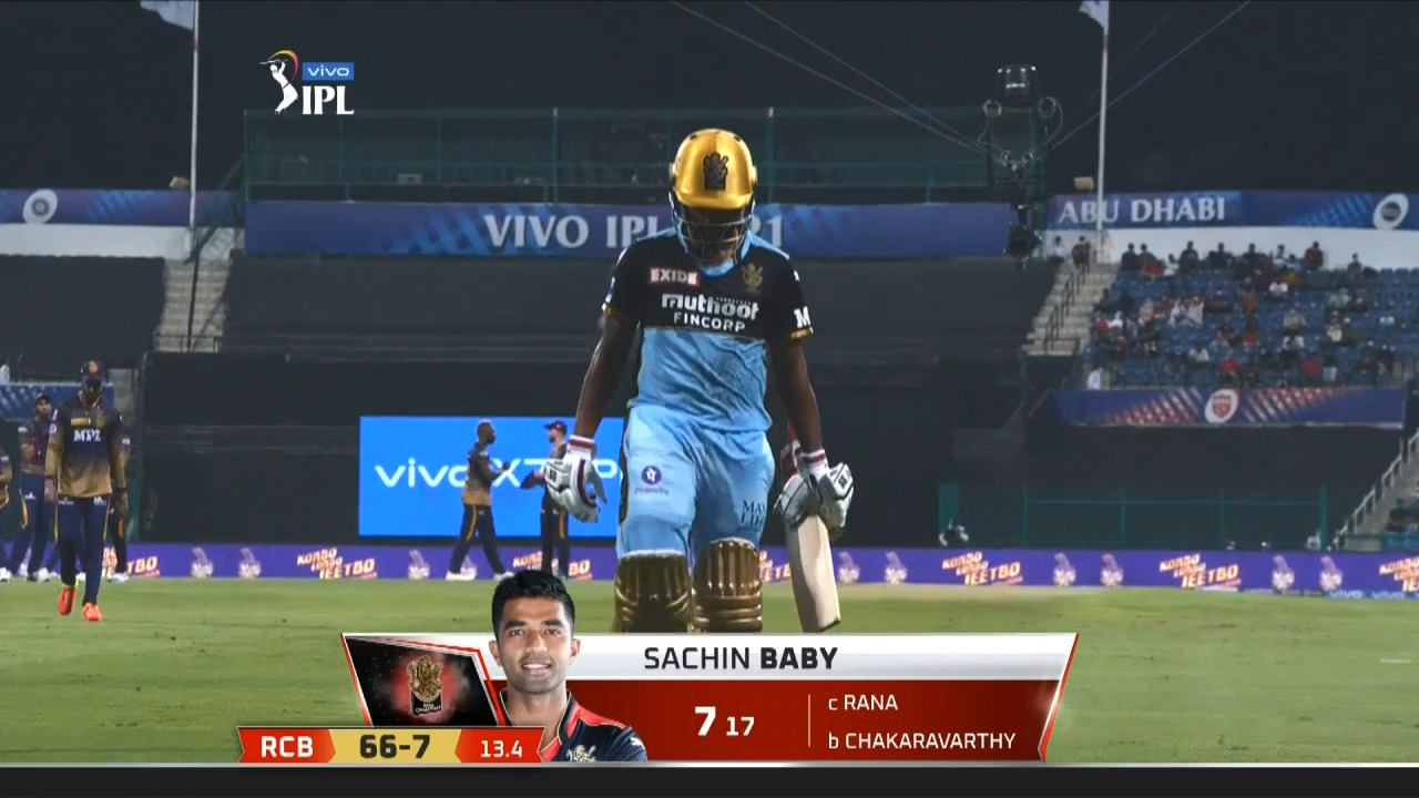M31: KKR vs RCB – Sachin Baby Wicket