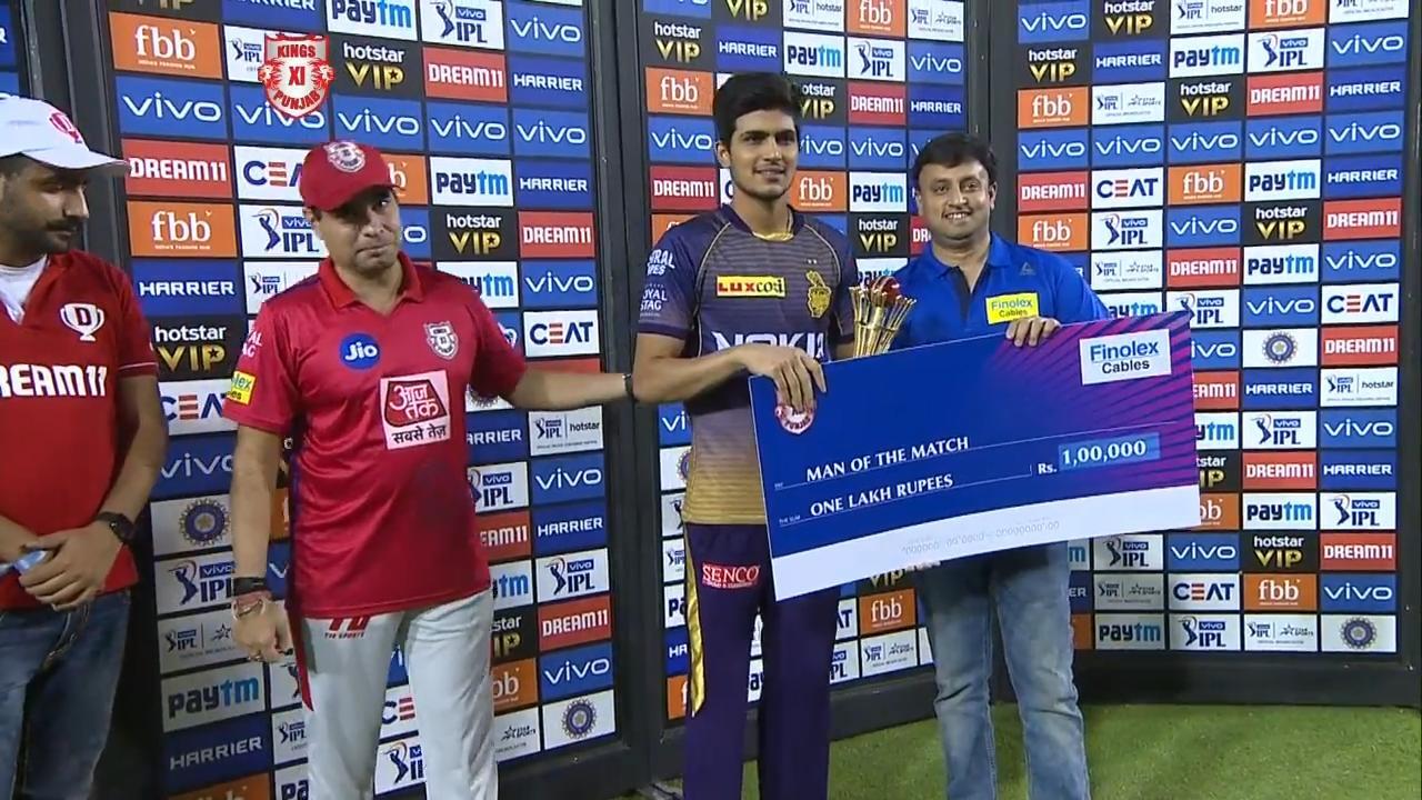 M52: KXIP vs KKR – Man of the Match – Shubman Gill