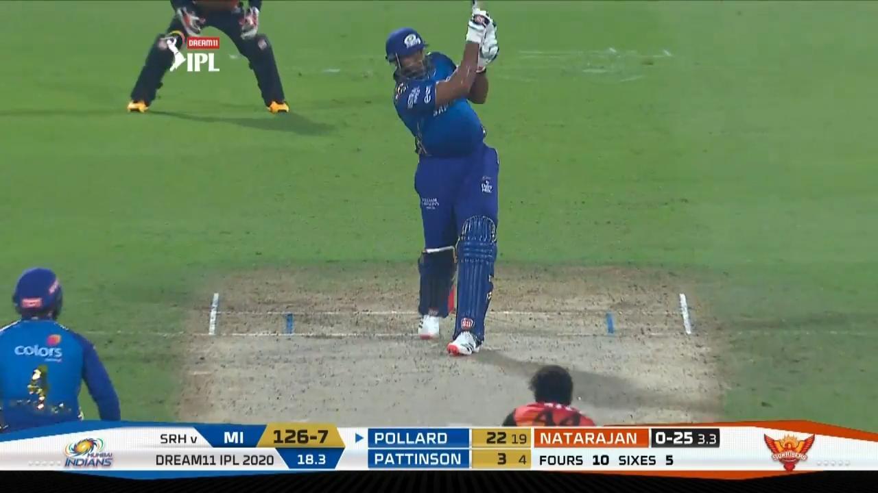 M56: SRH vs MI – Kieron Pollard Six background