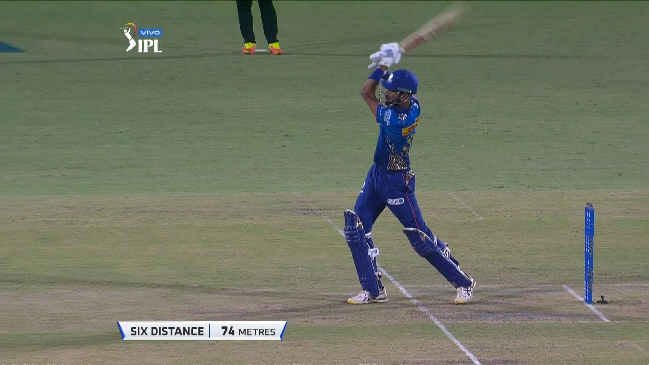 M27: MI vs CSK – Krunal Pandya Six background