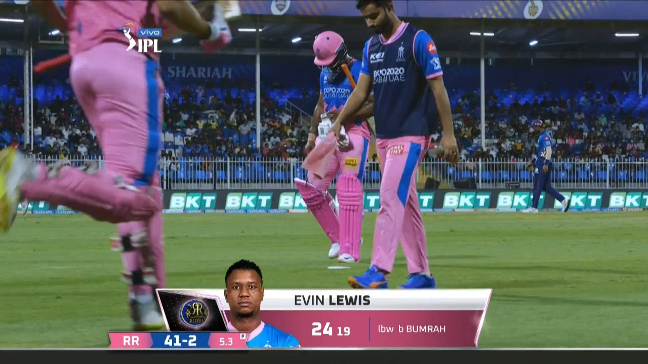 M51: RR vs MI – Evin Lewis Wicket