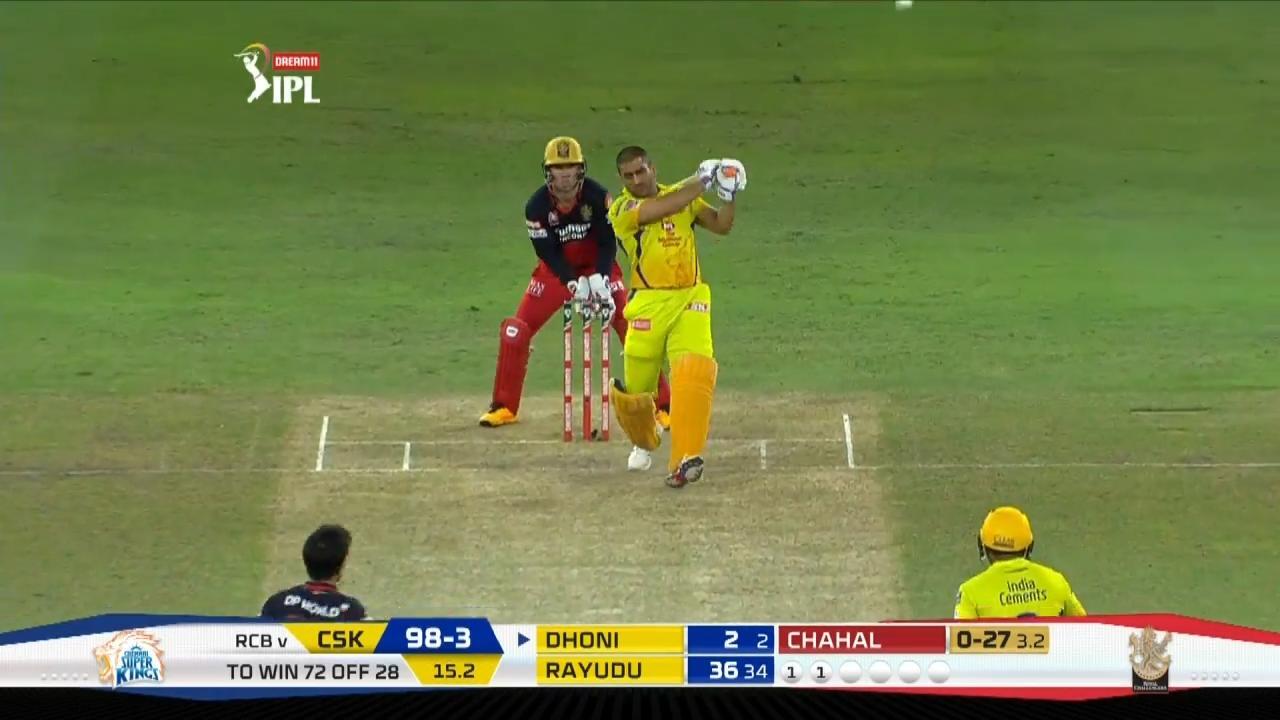 M25: CSK vs RCB – MS Dhoni Six