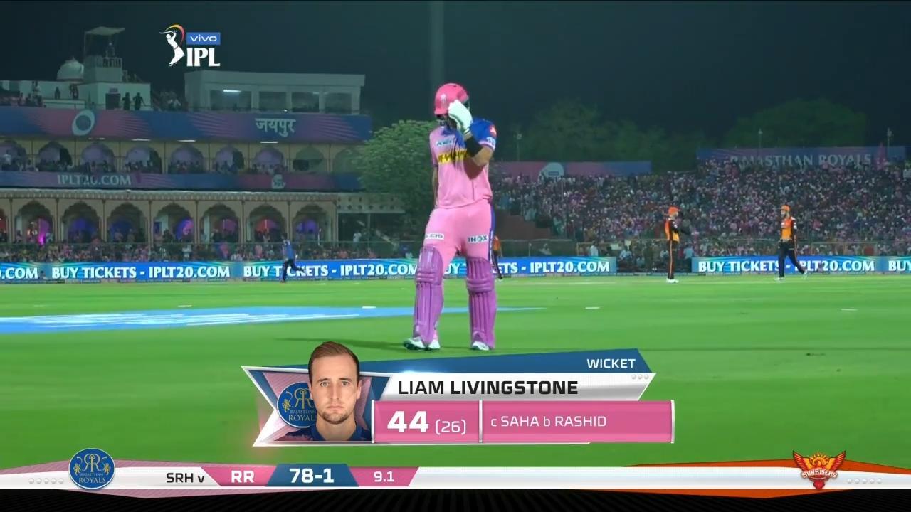 M45: RR vs SRH – Liam Livingstone Wicket