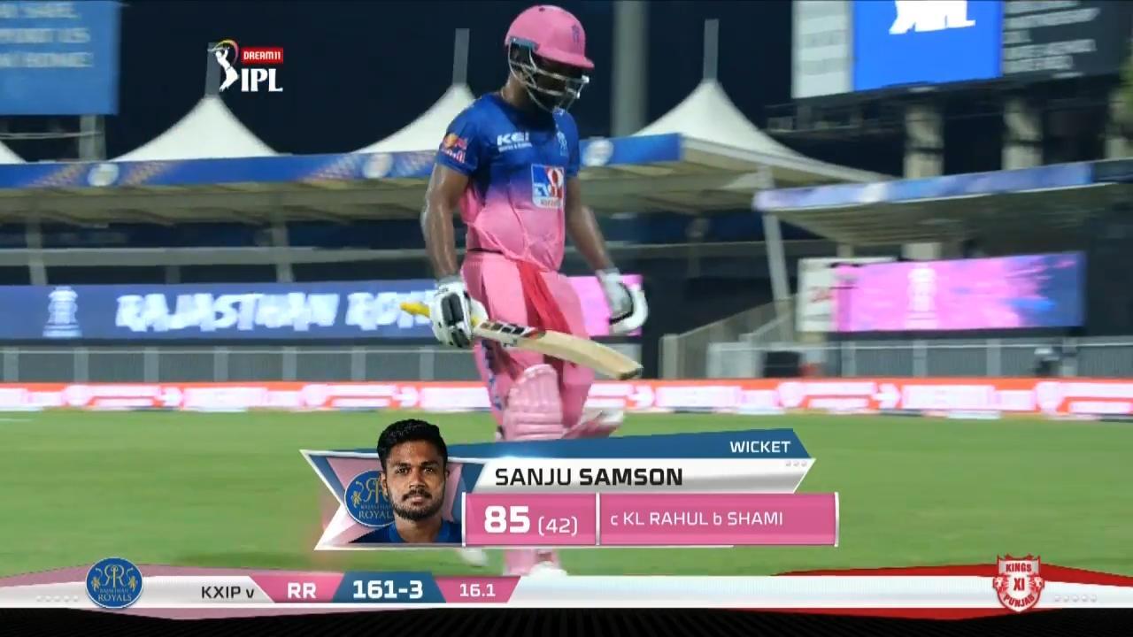 M09: RR vs KXIP – Sanju Samson Wicket